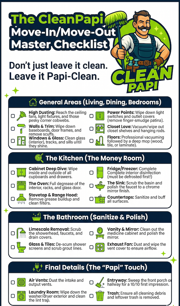 Cleanpapi Move in:move out checklist infographic